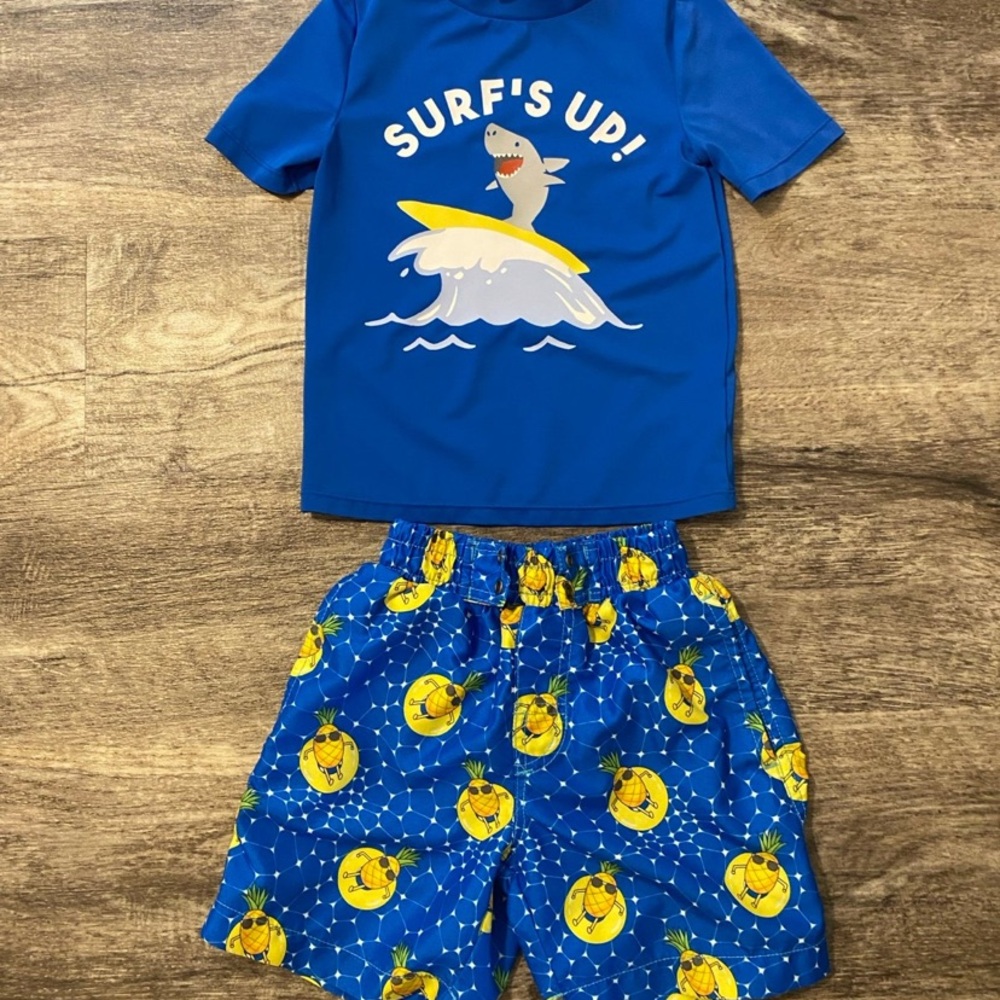 Toddler Boys 4T Swim Shirt and Shorts